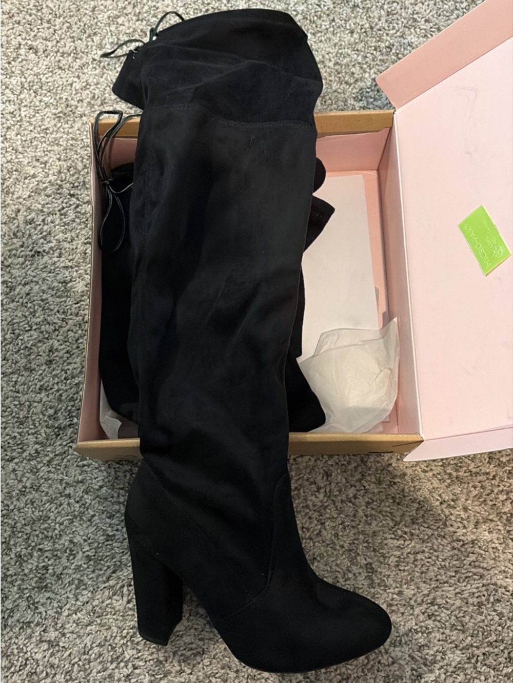 Women's Black Over-the-Knee Block Heel Boots